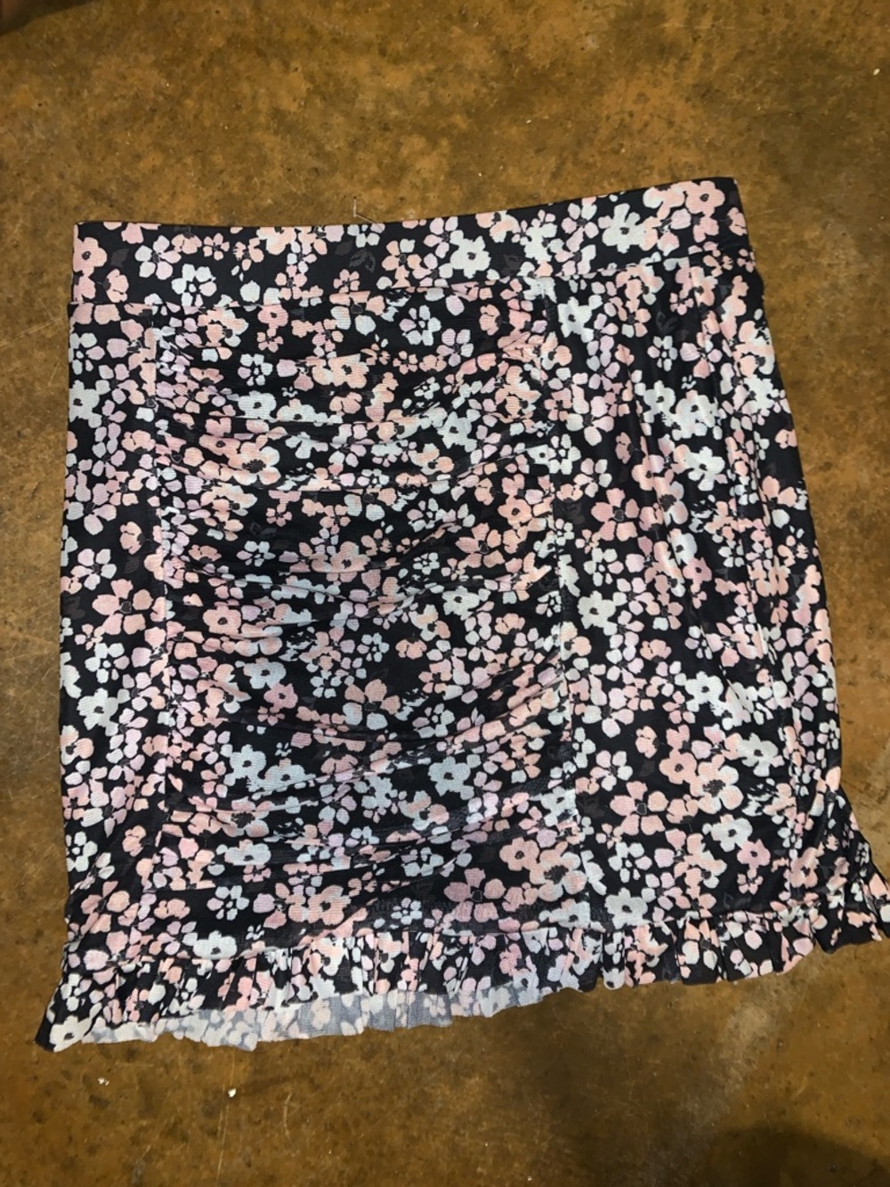 entro Black Mini Skirt with Pink & White Floral Print
